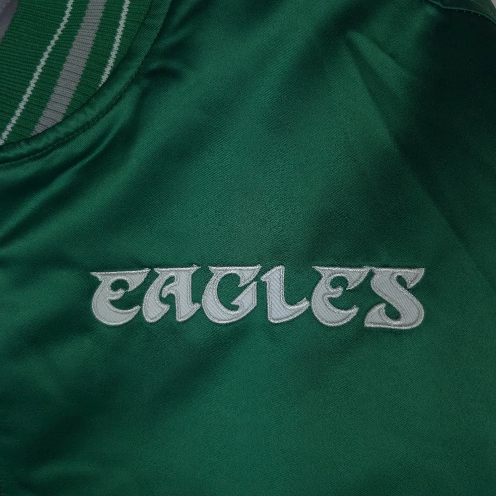 Philadelphia Eagles Mitchell & Ness NFL XL XLarge Satin Jacket Green Gray NWT